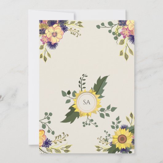 Boho Wildflower Wedding Invitation Kaart (Achterkant)