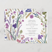 Boho Wildflower Wedding Invitation Kaart (Voorkant / Achterkant)