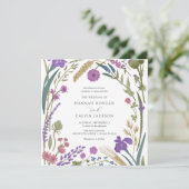 Boho Wildflower Wedding Invitation Kaart (Staand voorkant)