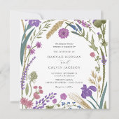Boho Wildflower Wedding Invitation Kaart (Voorkant)