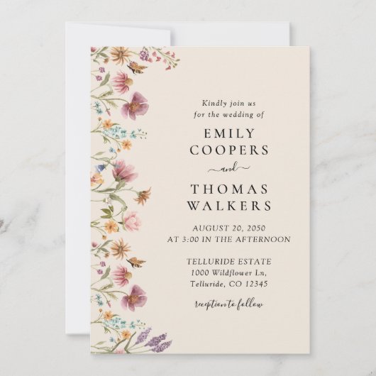 Boho Wildflower Wedding Invitation Save The Date (Voorkant)