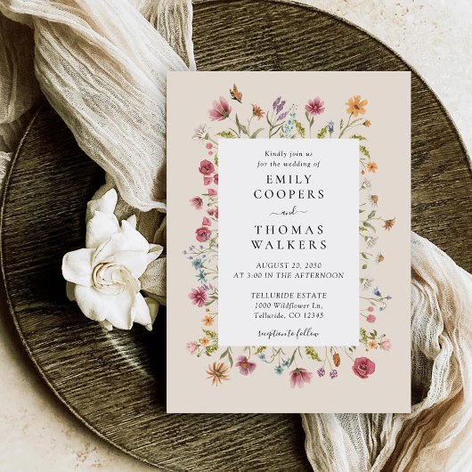 Boho Wildflower Wedding Invitation Save The Date