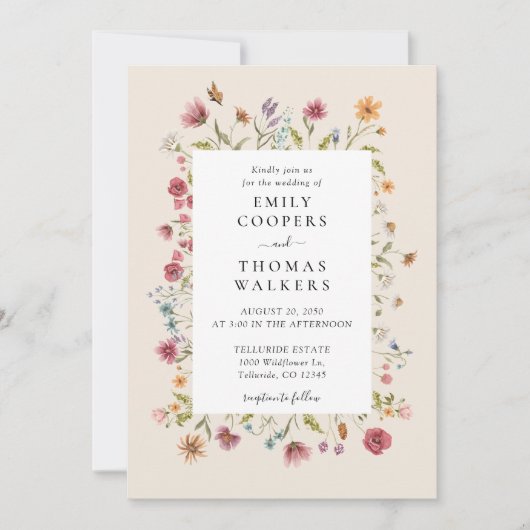 Boho Wildflower Wedding Invitation Save The Date (Voorkant)
