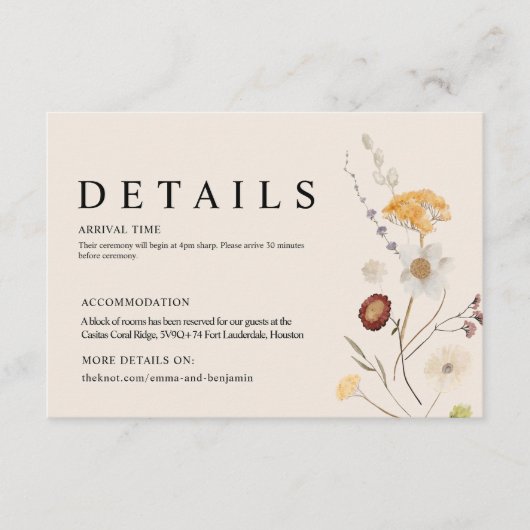 Boho Wildflower Wedding — Kaart (Voorkant)