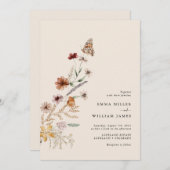 Boho Wildflower Wedding Kaart (Voorkant / Achterkant)