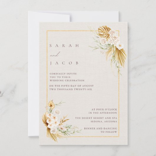 Boho Wildflower Wedding Kaart (Voorkant)