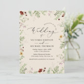 Boho Wildflower Wedding Kaart (Staand voorkant)