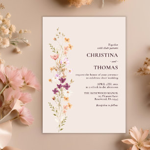 Boho Wildflower Wedding Kaart