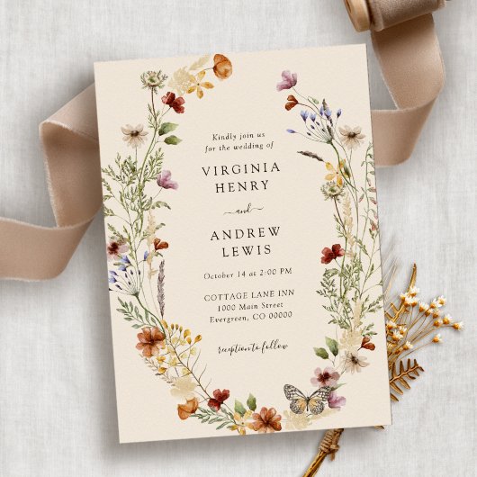 Boho Wildflower Wedding Kaart