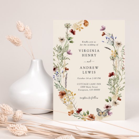 Boho Wildflower Wedding Kaart