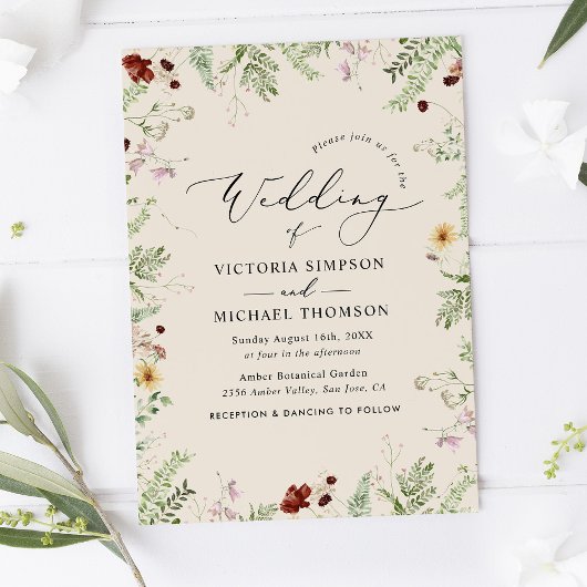 Boho Wildflower Wedding Kaart