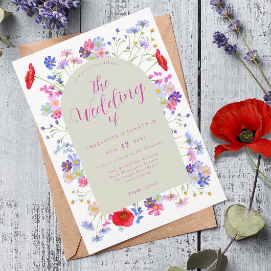 Boho Wildflower Wedding Kaart
