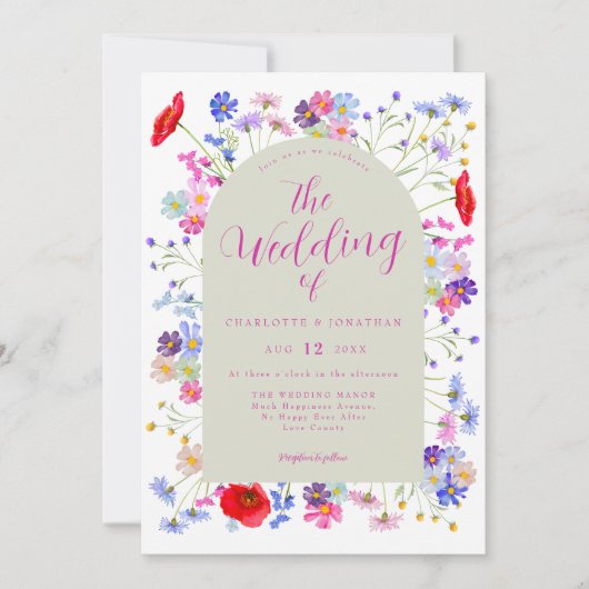 Boho Wildflower Wedding Kaart (Voorkant)