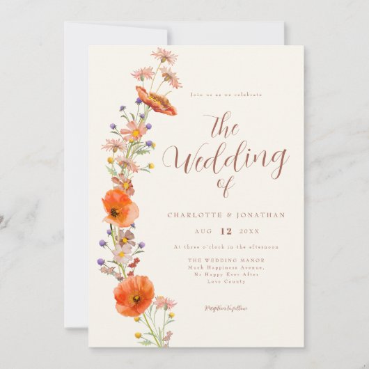 Boho Wildflower Wedding Kaart (Voorkant)