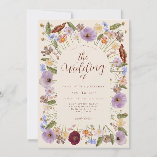 Boho Wildflower Wedding Kaart (Voorkant)