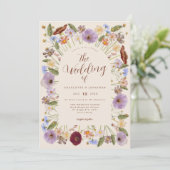 Boho Wildflower Wedding Kaart (Staand voorkant)