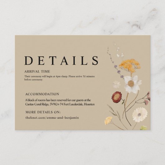 Boho Wildflower Wedding — Kaart (Voorkant)