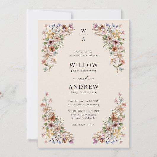Boho Wildflower Wedding Kaart (Voorkant)
