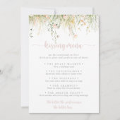 Boho Wildflower Wedding Kissing Menu Game Kaart (Voorkant)
