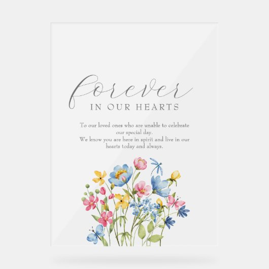 Boho Wildflower Wedding Memorial Acryl Bord (Voorkant)