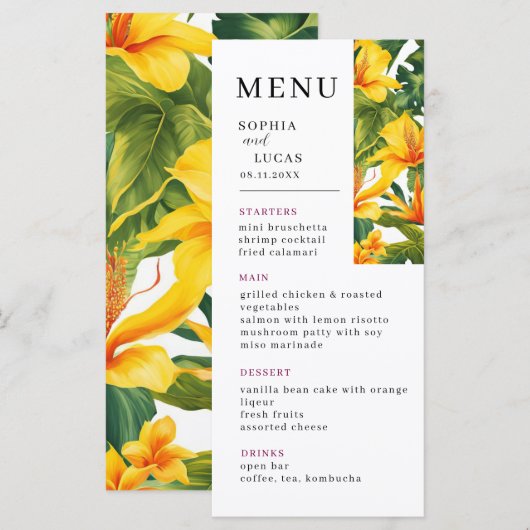 Boho Wildflower Wedding Menu (Voorkant / Achterkant)