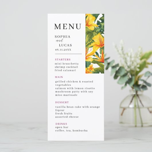 Boho Wildflower Wedding Menu (Staand voorkant)