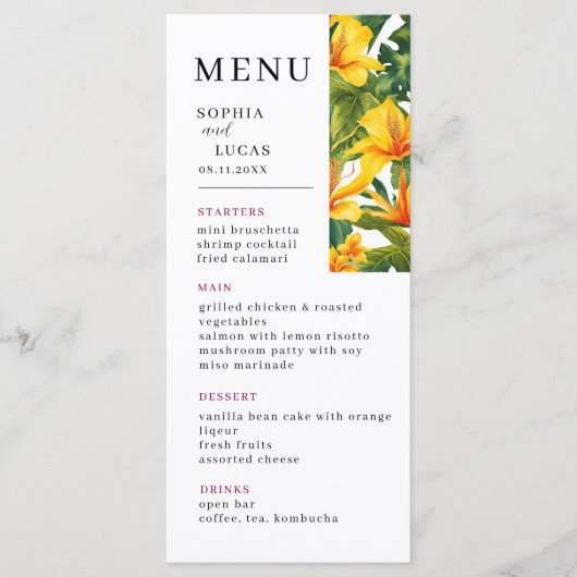 Boho Wildflower Wedding Menu (Voorkant)
