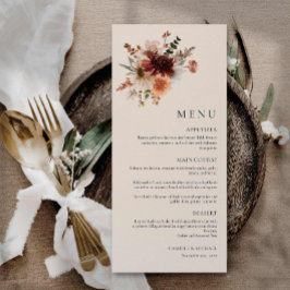 Boho Wildflower Wedding Menu Kaart
