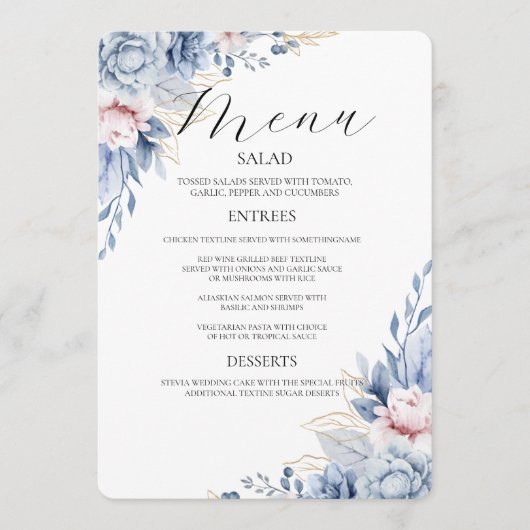 Boho Wildflower Wedding Menu Uitnodiging (Voorkant)