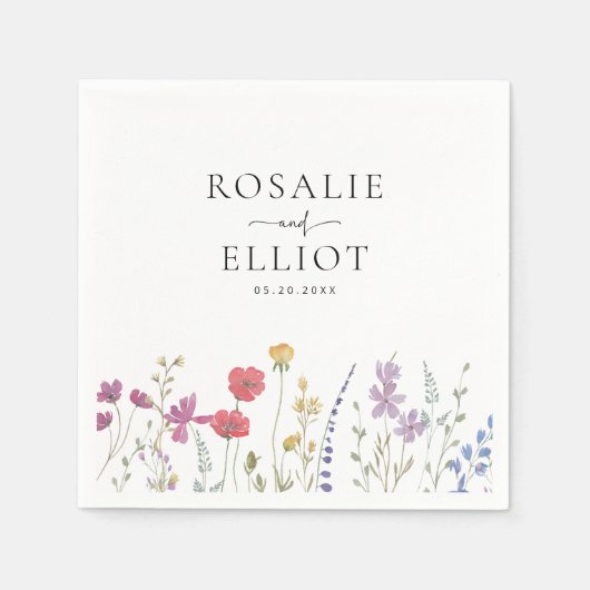 Boho Wildflower Wedding Napkins Servet (Voorkant)