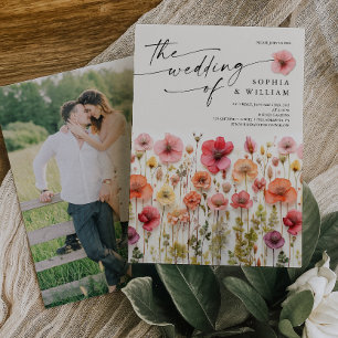 Boho Wildflower Wedding Nodig de foto terug uit Kaart