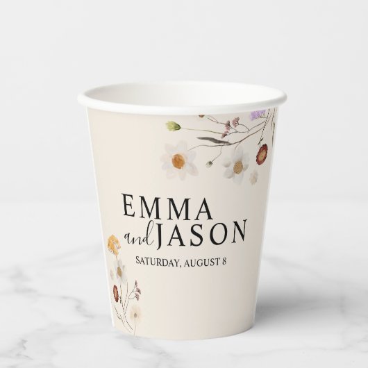 Boho wildflower Wedding Paper Cups Papieren Bekers (Voorkant)