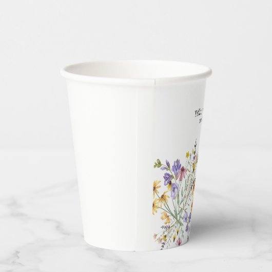 Boho Wildflower Wedding Papieren Bekers (Rechts)