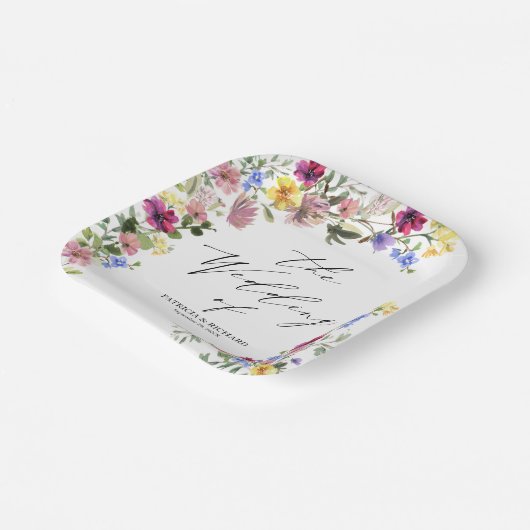 Boho Wildflower Wedding Papieren Bordje (Gebogen)