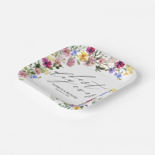 Boho Wildflower Wedding Papieren Bordje (Gebogen)