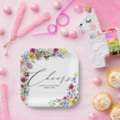 Boho Wildflower Wedding Papieren Bordje (Feest)