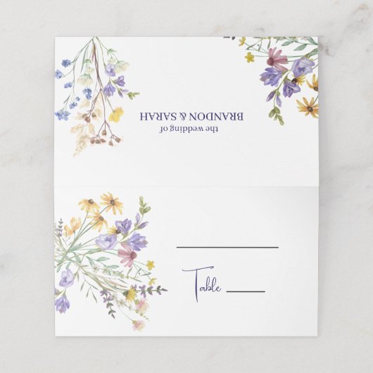 Boho Wildflower Wedding Plaatskaartje (Buitenkant ongevouwen)