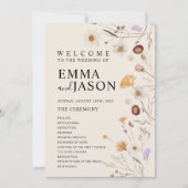 Boho Wildflower Wedding Programme Kaart (Voorkant)