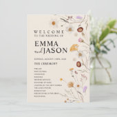 Boho Wildflower Wedding Programme Kaart (Staand voorkant)