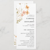 Boho Wildflower Wedding Programme Programmakaart (Voorkant / Achterkant)