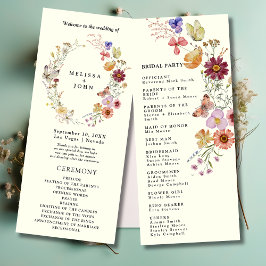 Boho Wildflower Wedding Programme Programmakaart