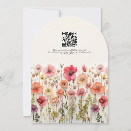 Boho Wildflower Wedding QR Code Arch Kaart (Achterkant)