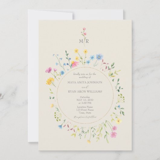 Boho Wildflower Wedding QR-code Kaart (Voorkant)