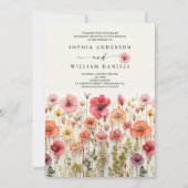 Boho Wildflower Wedding QR-code Kaart (Voorkant)