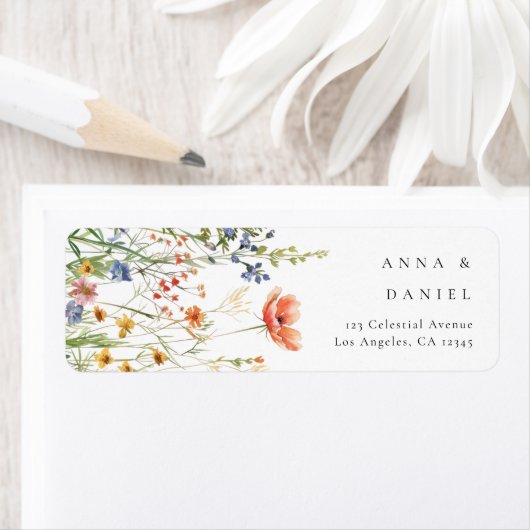 Boho Wildflower Wedding Return Address Etiket (Insitu)