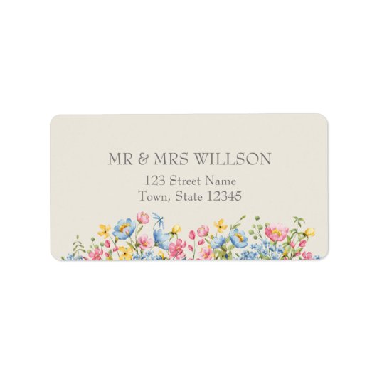 Boho Wildflower Wedding Return-adres Etiket (Voorkant)