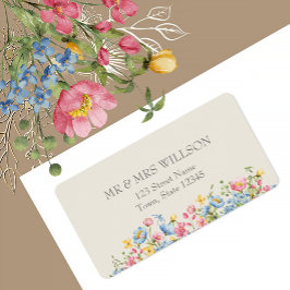 Boho Wildflower Wedding Return-adres Etiket