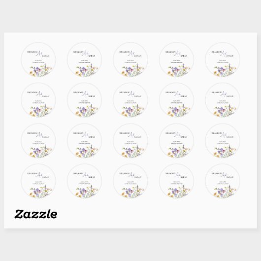 Boho Wildflower Wedding Ronde Sticker (Vel)