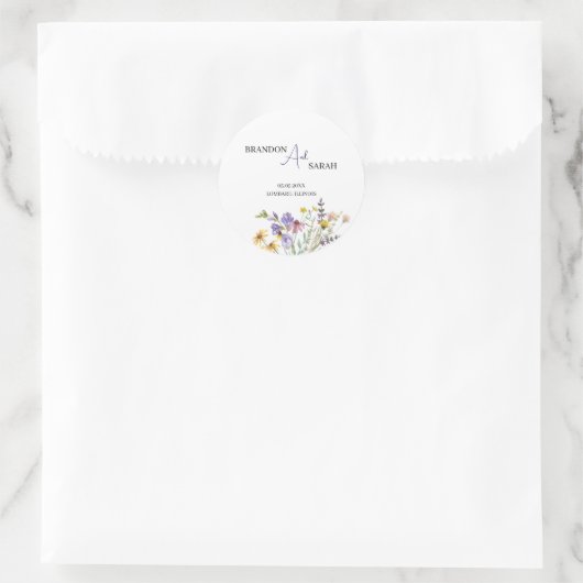 Boho Wildflower Wedding Ronde Sticker (Tas)