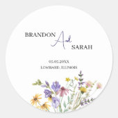 Boho Wildflower Wedding Ronde Sticker (Voorkant)